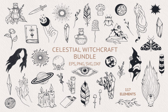 Download Hand Drawn Celestial Witchcraft Bundle - Witchcraft Collection