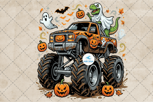 Download T-Rex Riding Monster Truck Halloween Png - Monster Collection